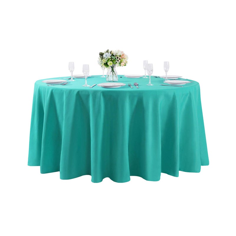 Cupuamon 120 inch Round Tablecloth Washable Polyester Table Cloth Decorative Table Cover for Wedding Party Dining Banquetï¼ˆ120 inch,Turquoiseï¼‰ - Image 1